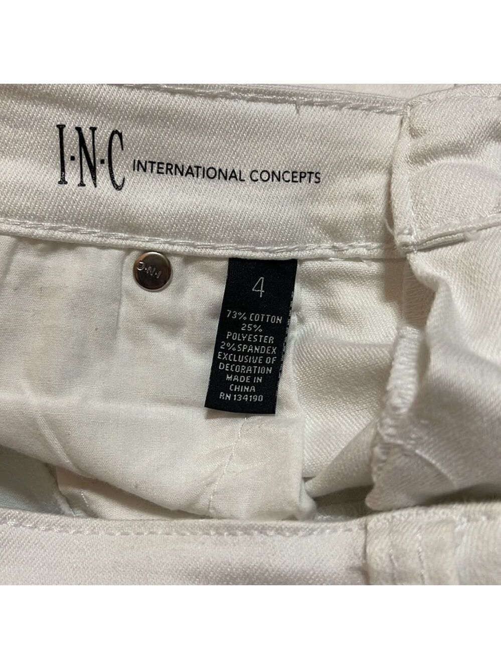 INC Denim Skinny Leg Regular Fit Crop, Women’s Size 4/27, White Jeans, Low Rise - Picture 6 of 6